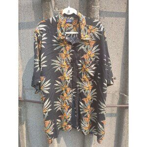 Puritan Shirt Mens 3XL Rayon Silky Leaf Print Tropical Hawaiian Camp